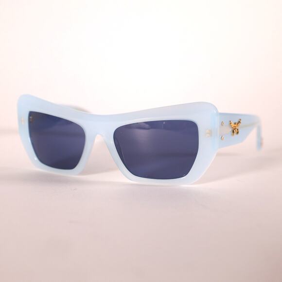MCM Cat Eye Rectangle Sunglasses - Shiny Light Blue / Smoke - NWT - Picture 1 of 8